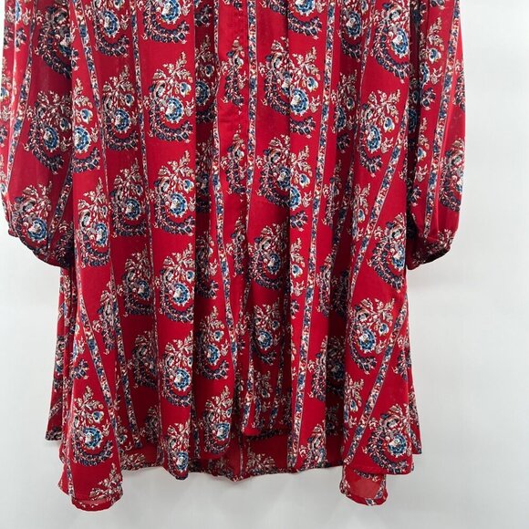 JODIFL Women's Floral Shift Dress Long Sleeve Red/Multi Size Large - Picture 3 of 9